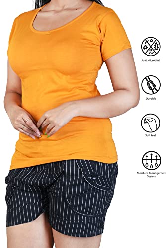 Image of Women's Super Soft Round V Neck Short Sleeves Cotton Solid Regular Fit T-Shirt