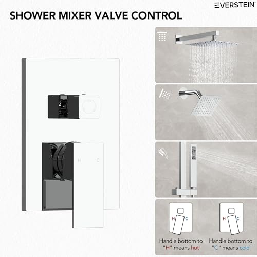 Image of 10 inch High-Pressure Rainfall Shower Faucet with Handheld Spray, Wall Mount Dual Shower Head System with Slide Bar (Polished Chrome)