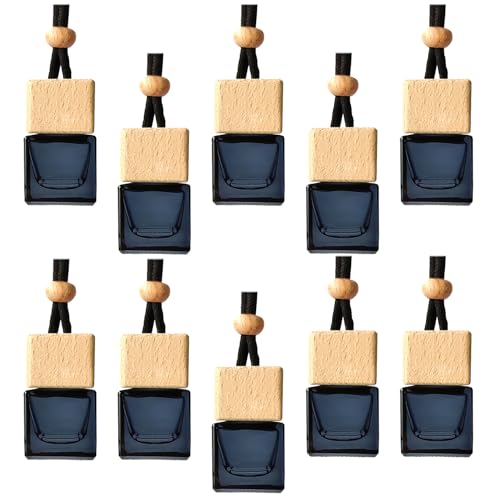 Ambientador de Cristal Negro para Coche, difusor vacío de Aceite Esencial para Coche, Botellas de Perfume, Adornos Colgantes para decoración, 10 Uds