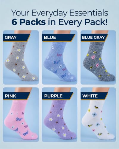 Image of Pembrook Bamboo Viscose Diabetic Socks for Women & Men - 6 Pairs Ankle Socks for Swollen Feet | Neuropathy Socks