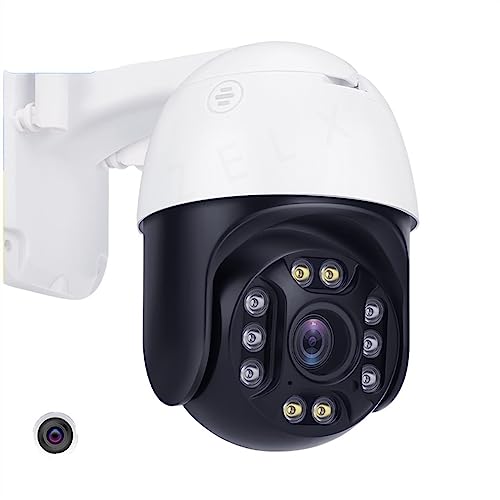 DMETE Cámara IP de 5MP PTZ cámara Seguridad CCTV Alarma Seguimiento automático videovigilancia inalámbrica 5X Zoom óptico al Aire Libre IP66 Fácil instalación(2MP CAM X 64G SD)