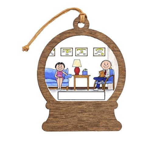 PrintedPerfection.com Personalized Therapist, Psychologist - Male Wooden Snow Globe Shaped Christmas Ornament