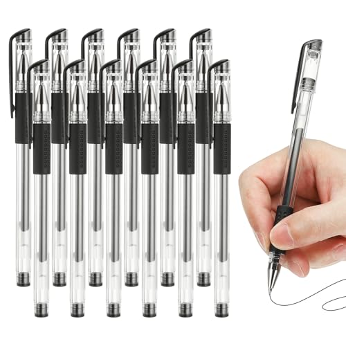 Bolígrafos de Gel PATIKIL 0.7mm, 12 unidades tinta negra