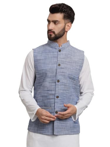 Image of LATEST CHIKAN Men's Traditional Cotton Solid Nehru Jacket /Waistcoat