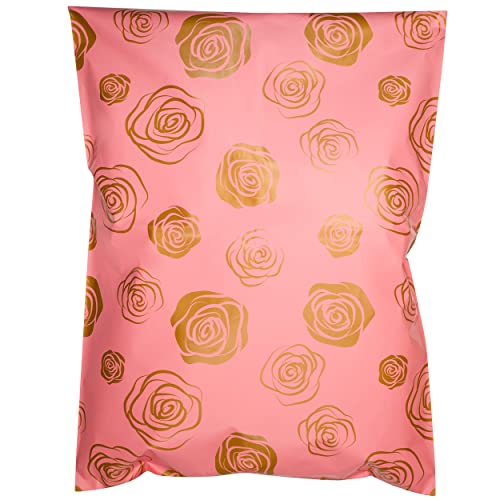 Image of Inspired Mailers - Poly Mailers 14.5x19 - Gold Roses Deluxe - Choose from 6x9, 10x13 and 14.5x19 Sizes - 3.15mil Unpadded Mailing Bags (14.5x19, 50 Pack)