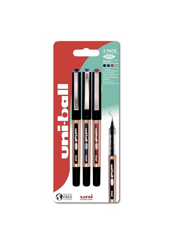 uni-ball UB-150-10 Tintenroller, 3 Stück, Schwarz/Blau/Rot, kunststofffreie Verpackung uni-ball UB-150-10 Tintenroller, 3 Stück, Schwarz/Blau/Rot, kunststofffreie Verpackung