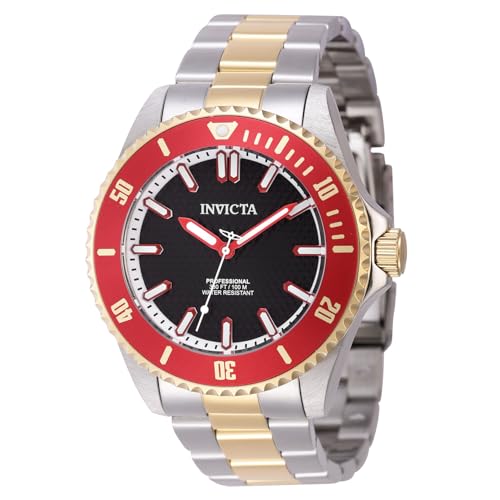 Invicta Pro Diver Men's 44mm Stainless Steel Gold + Steel Black Dial PC21J Quartz - 46647