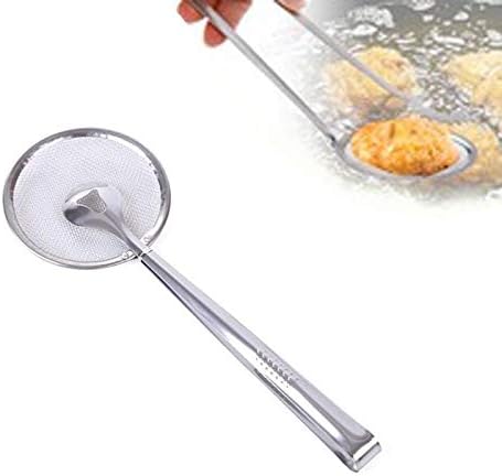Food Strainers， Portable Sifter Colander Oil-Frying Spoon with Clip Stainless Steel Baking Tool Fine Mesh Wire Flour Sifter Sieve. Strainer