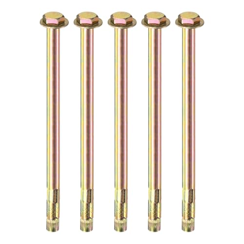 Image of M METERXITY 5-Pack Hex Expansion Bolt, M10x200mm Colored Galvanized Iron-Carbon Steel External Hex Expansion Bolts, Anti-Corrosion Metal Bolt for Concrete /Dry Brick /Block Walls