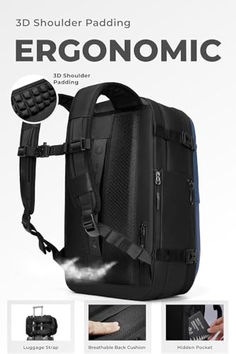 Image of Meyaar 60L Vacuum Compression Travel Backpack with Air Pump Included, Expandable Space Saver, Waterproof, TSA Lock & Multi-Pocket Design Laptop Backpack with USB Charging