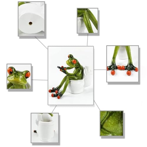 Figura de Rana Divertida Sentada en Inodoro de Resina miniatura 2