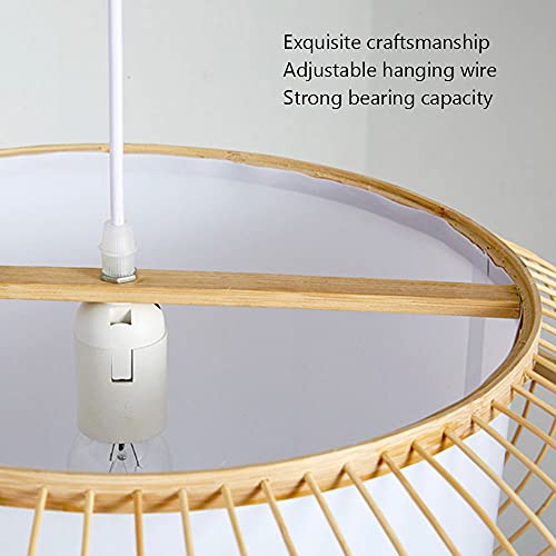 Suspension bambou naturel 40x22 cm lustre panier style japonais - 7