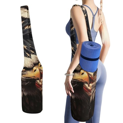Sac de transport pour tapis de yoga grande capacité avec sangle imprimé aigle