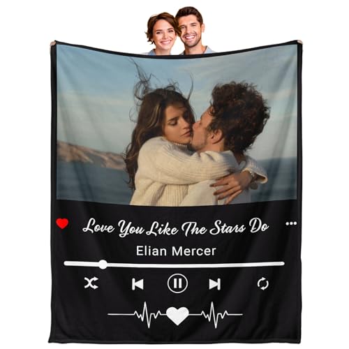 Chatquidort Couverture personnalisée photo texte, cadeau couple