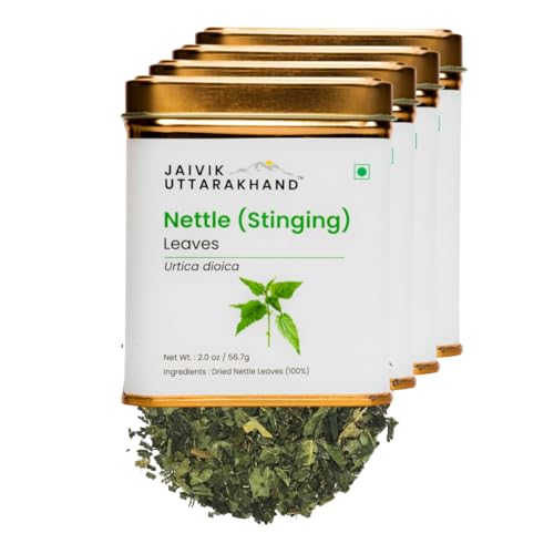 Image of Jaivik Uttarakhand Nettle Leaves Tea (226.8 g), Controls Blood Sugar, Reduces Inflammation Body Pain, Pack of 4 Tin Box