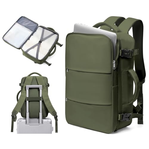 bergsalz Travel Backpack For Women Men Carry On Backpack For Traveling On Airplanes Personal Item Travel Bag laptop backpacks, E-olive Green, S, Modern