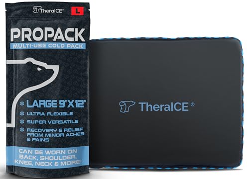 TheraICE PROpack Ice Pack for Injuries Reusable Soft Multipurpose Cold Gel Ice Pack for Muscular Back Pain Shoulder Hip Knee - Flexible Cold Compress Wrap for Minor Aches & Pains - 9 x 12