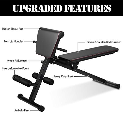 Goplus Multifunctional Weight Bench, Foldable AB Bench with Adjustable Positions, for Strength Training Core Workout Back Extension/ Leg Exercise/ Sit Up/ Push Up (Black)