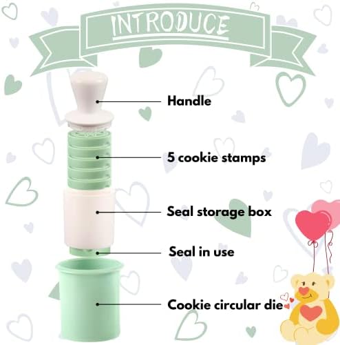 Crethink 6 Pcs Valentine's Day Cookie Stamps,Valentine's Day Cookie Cutter Set,Silicone Biscuit Cutter Fondant Stamp ,Love Series Shape Cookie Cutters DIY for Kitchen Baking