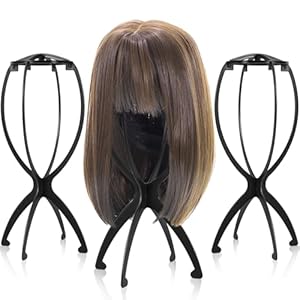 3 Pack Wig Stand, Portable Wig Holder Wig Head Stand for All Wigs Travel Wig