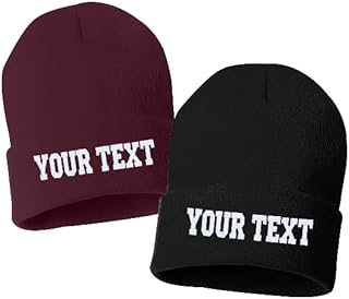 Your Text HERE Custom Embroidered Cuffed Beanie Hat