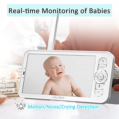 Angellooka Baby Monitor,Video Baby Monitor With Camera And Audio And Phone App, 5" 720P Hd Display, Nightvision,Baby Monitor Wifi Smartphone, Low Power Consumption Battery,4X Digital Zoom #TOP2