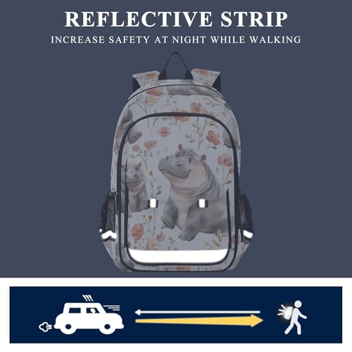 Sac à dos ordinateur portable enfants hippopotames décontracté - 7