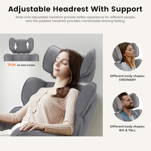 IWMH Executive Office Chair with Footrest, Big and Tall Ergonomic Desk Chair, Heavy Duty Computer Chairs 200KG with Adjustable Headrest, Armrests, Lumbar Support, High Back (Grey) - Image 3