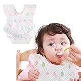 TOELTON Baby Bibs – Pack of 50 Disposable Bibs for 6 Months and Up – 3-Layer Protection Toddler Bibs for Boys and Girls – Fun and Whimsical Designs – Comfortable and Lightweight, White, TA210308DB