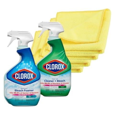 Aserson Bathroom Cleaner Bundle: 30 oz Bottle, 32 fl-oz Bottle, 4-Pack Microfiber Cleaning Cloths Cover