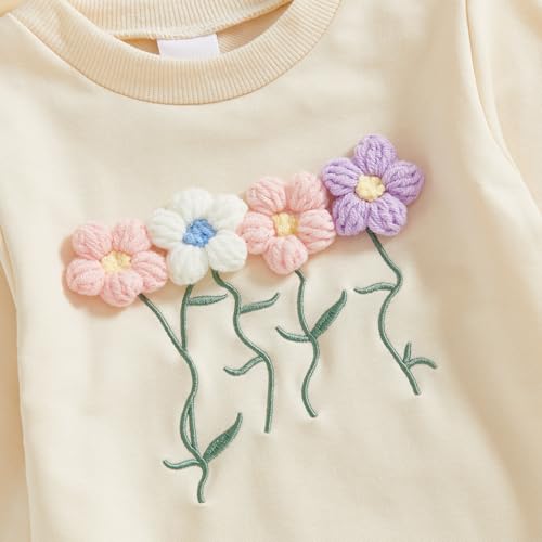 Toddler Baby Girl Clothes Cute 3D Floral Infant Long Sleeve Sweathsirt Fall Winter Outfits Kids Pullover Pants Set4