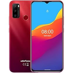 Ulefone Android 11 Moviles Libres Note 10 Teléfono, Dual SIM+SD Dedicada, Batería 5500mAh (Carga Inversa OTG), Octa-Core 32GB, 6.52'' Pantalla Waterdrop, Huella Digital + Identificación Facial Rojo
