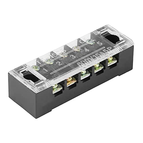 Image of BONKZEBU 5 Positions 600V 15A Screw Terminal Block, Dual Row Barrier Strip