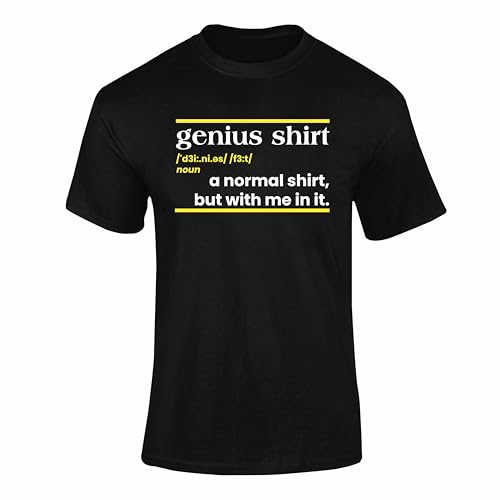 Image of Funny Genius Shirt Definition T Shirt Adults Kids Humour Quote Graphic Tee Casual Outfit Black L Style 1