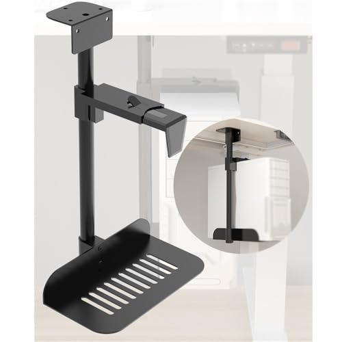 Soporte para CPU de escritorio ajustable, montaje bajo escritorio y en pared, soporte giratorio de 360° con bloqueo seguro para torre de computadora miniatura 5