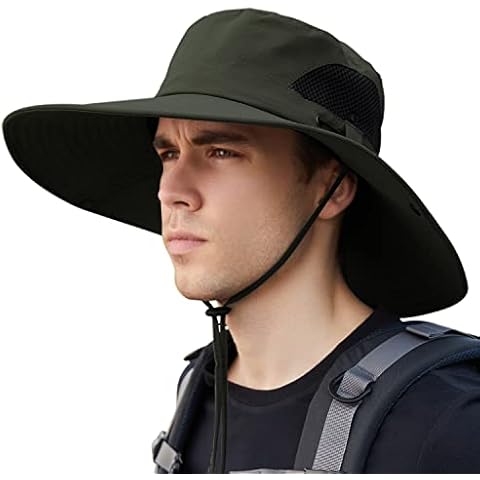【XXL Oversize &Wide Brim】 Sun Hats for Men【UPF 50+ & Waterproof】 Fishing-Hat Boonie Bucket for Hiking Safari Beach Garden (Green, XXL) Cover