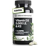 natural elements Vitamin D3 + K2 Depot – 180 Tabletten – Premium-Qualität: K2VITAL® von Kappa – 99,8+% All-Trans K2-MK7 + 5000 IE Vitamin D3 – hochdosiert, ohne Zusätze – laborgeprüfte Qualität