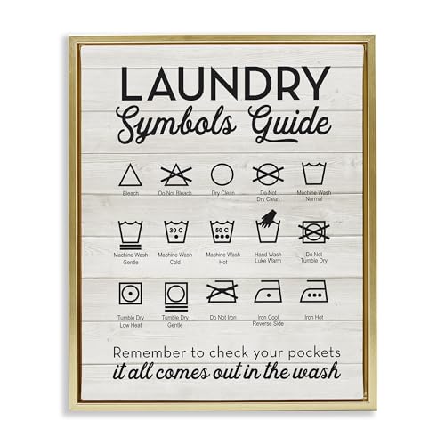 Rustic Laundry Symbols Guide, 16 x 20 Inch Canvas in Floater Frame