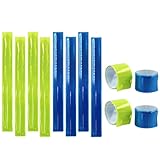 Coufce 12 Pcs Reflective Snap Bands High Visibility Reflectors for Night Cycling, Jogging, and Working(Blue、Yellow)