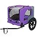 Zefvkip Heavy Duty Collapsible Pet Bike Trailer - 16-Inch All-Terrain Wheels & Universal Hitch - Foldable Dog/Cargo Carrier for Bicycles, Purple
