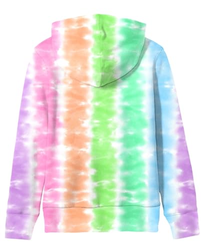 Image of Ahegao Sweatshirt for Girls Rainbow Strips Pullover 13 14 Years Long Sleeve Hoodies Young Girl School Loose Fit Sports Sweatshirts