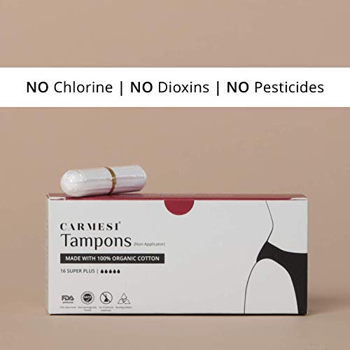 Carmesi 100% Organic Cotton Tampons - 16 Super for Heavy Flow - FDA Approved - Biodegradable - Made in Europe - Dermatologically Tested - No Chemicals - Rash-Free, White - Image 4