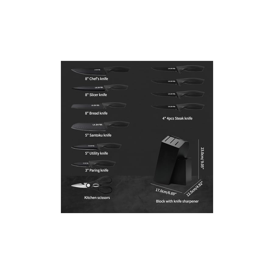 Kitchen-knife-sets-Built-in-Sharpener-LIN-ZHI-REN-13-Pcs-Block-Knife-Sets-for-Chopping-Slicing-DicingCutting-Dishwasher-Safe Kitchen knife sets, Built-in Sharpener, LIN ZHI REN 13 Pcs Block Knife Sets for Chopping, Slicing, Dicing&Cutting, Dishwasher Safe.