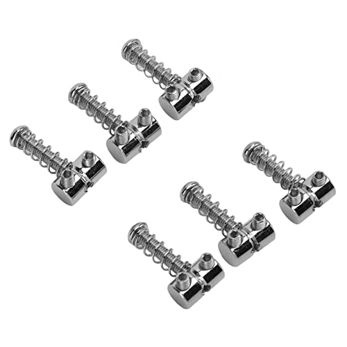 POENVFPO Guitar Bridge, Metal String Saddles for Bass Jazz Electric Guitars, 6Pcs Replacement Parts with Spring Screws for Musicians