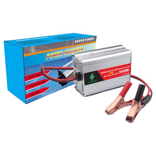 Car Inverter Adapter – Portable 300W Charging Converter | Compact Lightweight Solar Energy Transformer with Cooling Fan, Safety Fuse, Quick-Connect Plug for SUV, Sedan, Pickup, Campervan, of Roading