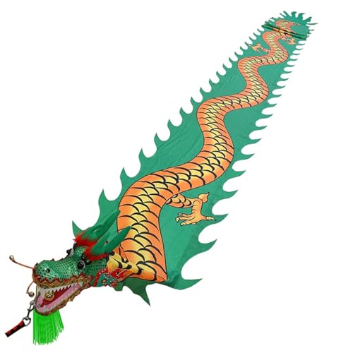 Jongliertücher Kleiner Drachen-Poi mit Kopf- und Schaukelseil-Kombination, Chinesisches Seidendrachenband für Kinder, Outdoor-Fitnessspiele für Den Garten/ Park/ Strand ( Color : Green , Size : 5 m (1