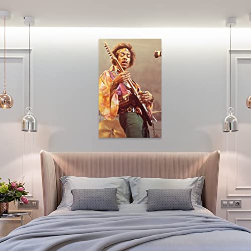 Flowerwine Jimi Singer Hendrix Poster Canvas Wall Art Room Decor Picture For Bedroom Office Bar And Dormitory 12X18Inch(30X45Cm) #TOP7