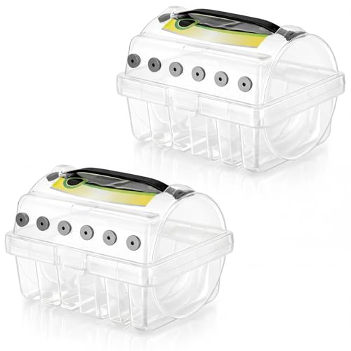 Teyva Daily 2 Pcs Clear Multi-Functional Fishing Line Storage Box Caddy with Spooler, Portable Tackle Case for Organized Fishing Gear Storage Holder