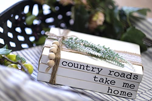 Lavender Inspired Decorative Books For Home Decor| Boho Chic Coffee Table Books Decor|Set Of 3 Faux Books Stack For Fireplace Mantle Decoration| Entryway Table Decor| Farmhouse Living Room Decor| Neutral Home Decor-Country Roads,Take Me Home Sign #TOP2