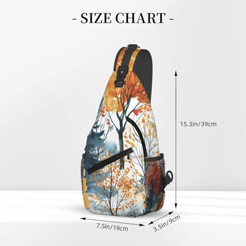 Morrales Sling Bag con diseño otoño unisex liviano miniatura 3
